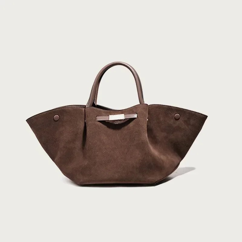 Firenze Suede Tote – ciemnobrązowa torba zamszowa