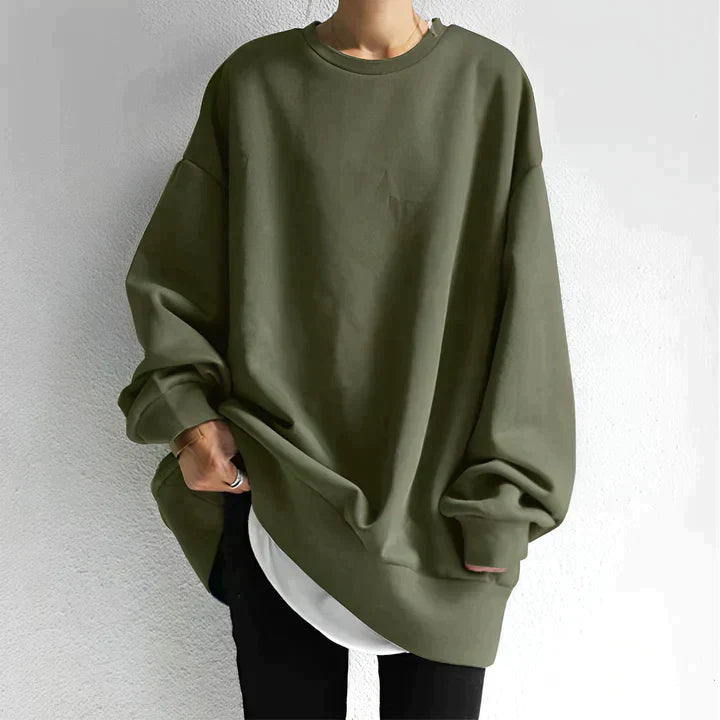 Lunara – sweter oversize w kolorze Zielony / Groen – naturalny, ciepły jesienny styl.
