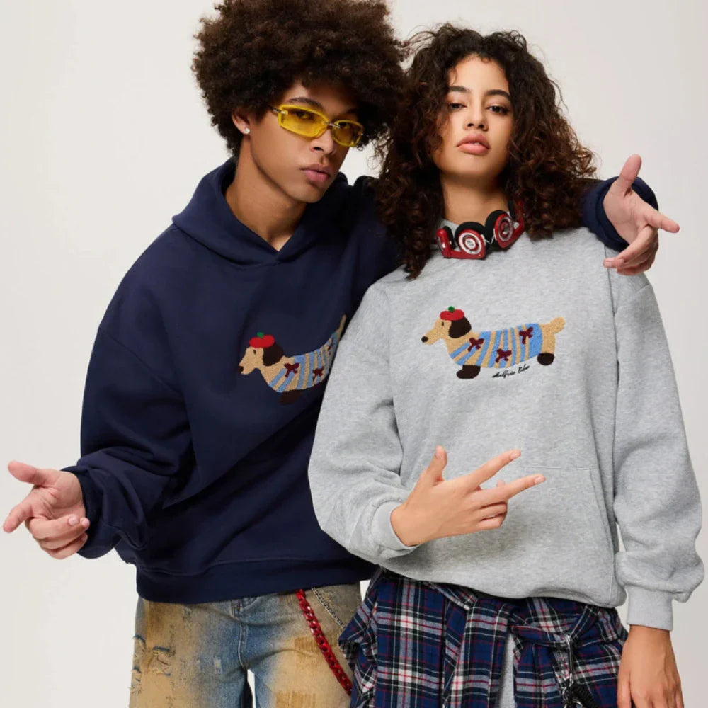 Bluza Wuffi Cozy szara z haftowanym jamnikiem