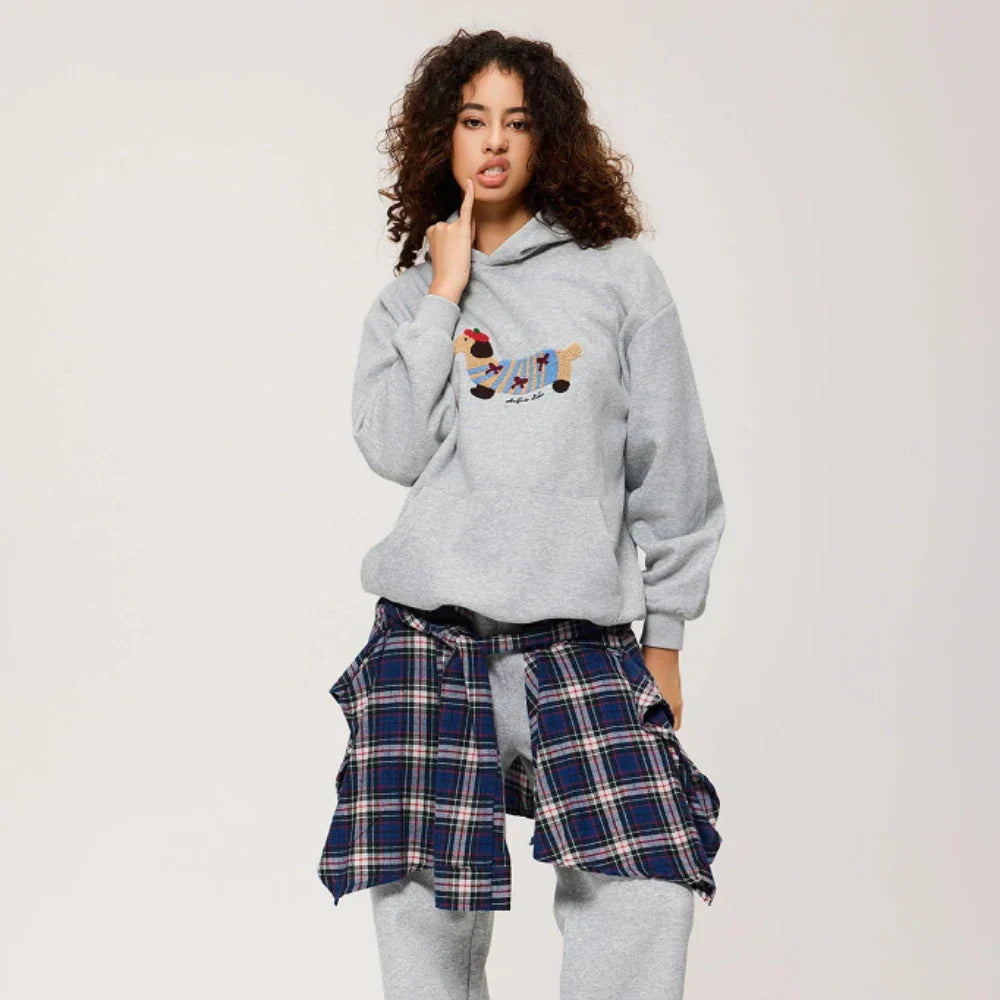 Bluza Wuffi Cozy szara z haftowanym jamnikiem