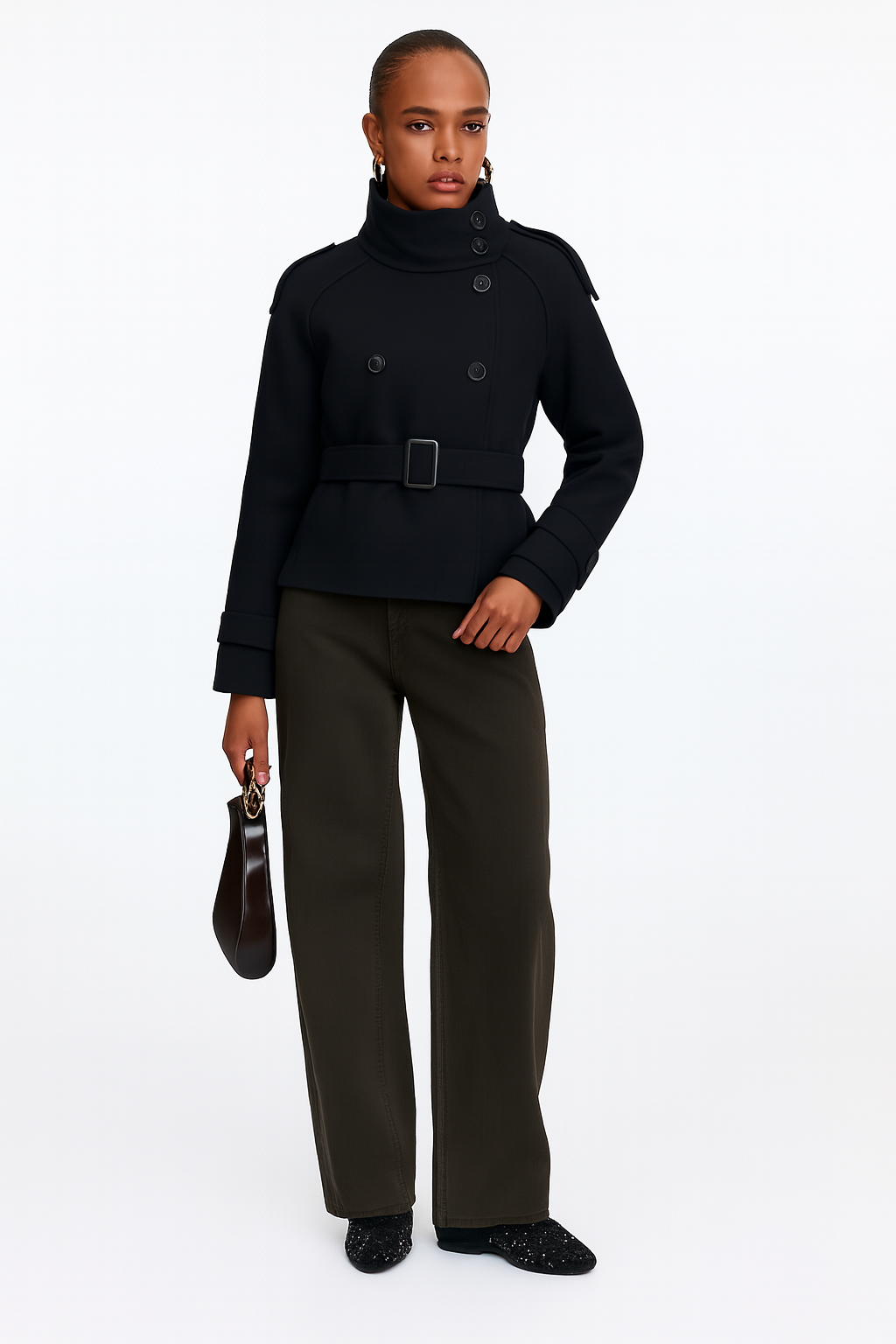 Maravine – trencz w kolorze Czarny / Schwarz – pełna sylwetka w eleganckiej stylizacji.
