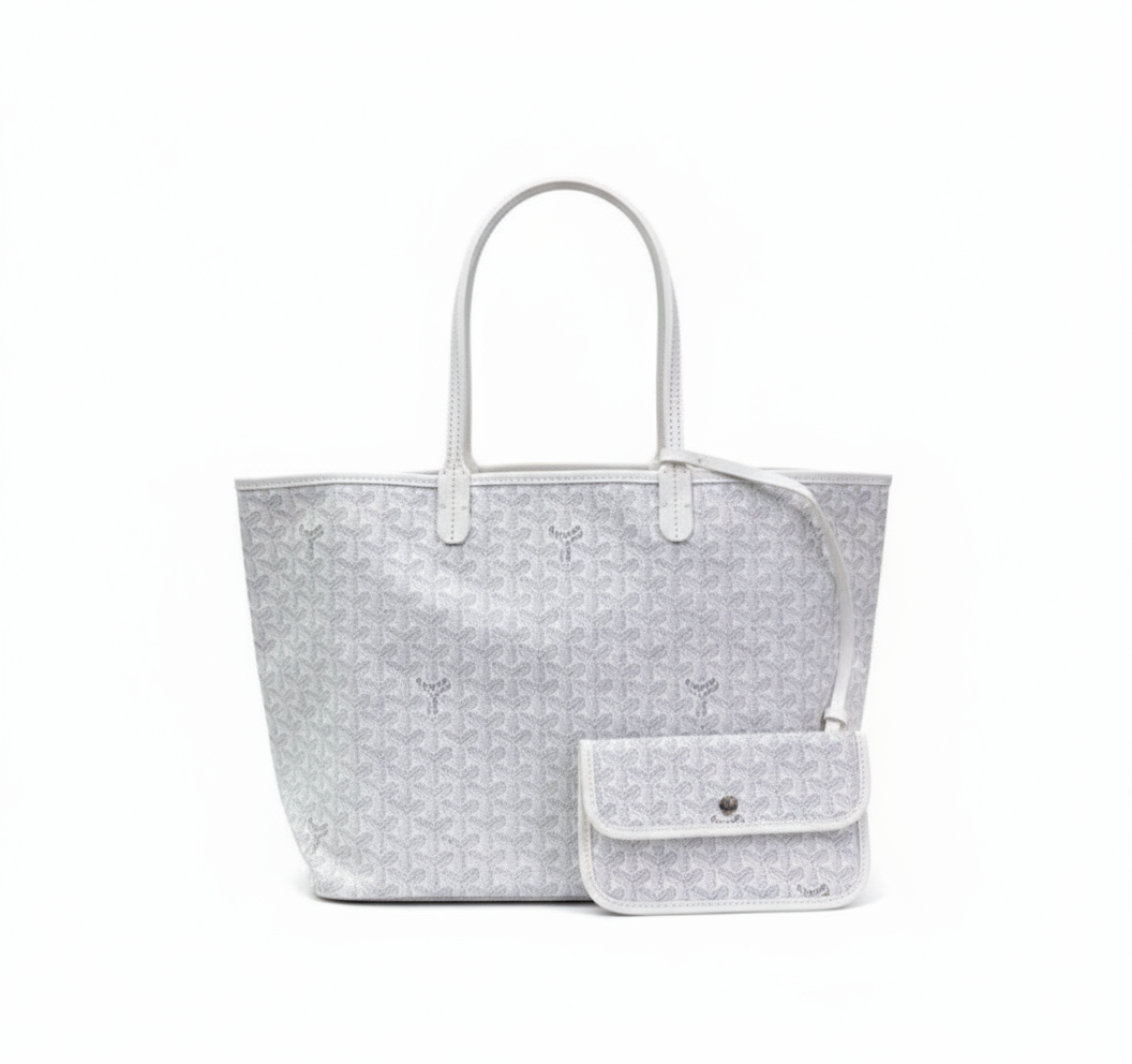 biała torba tote z geometrycznym wzorem