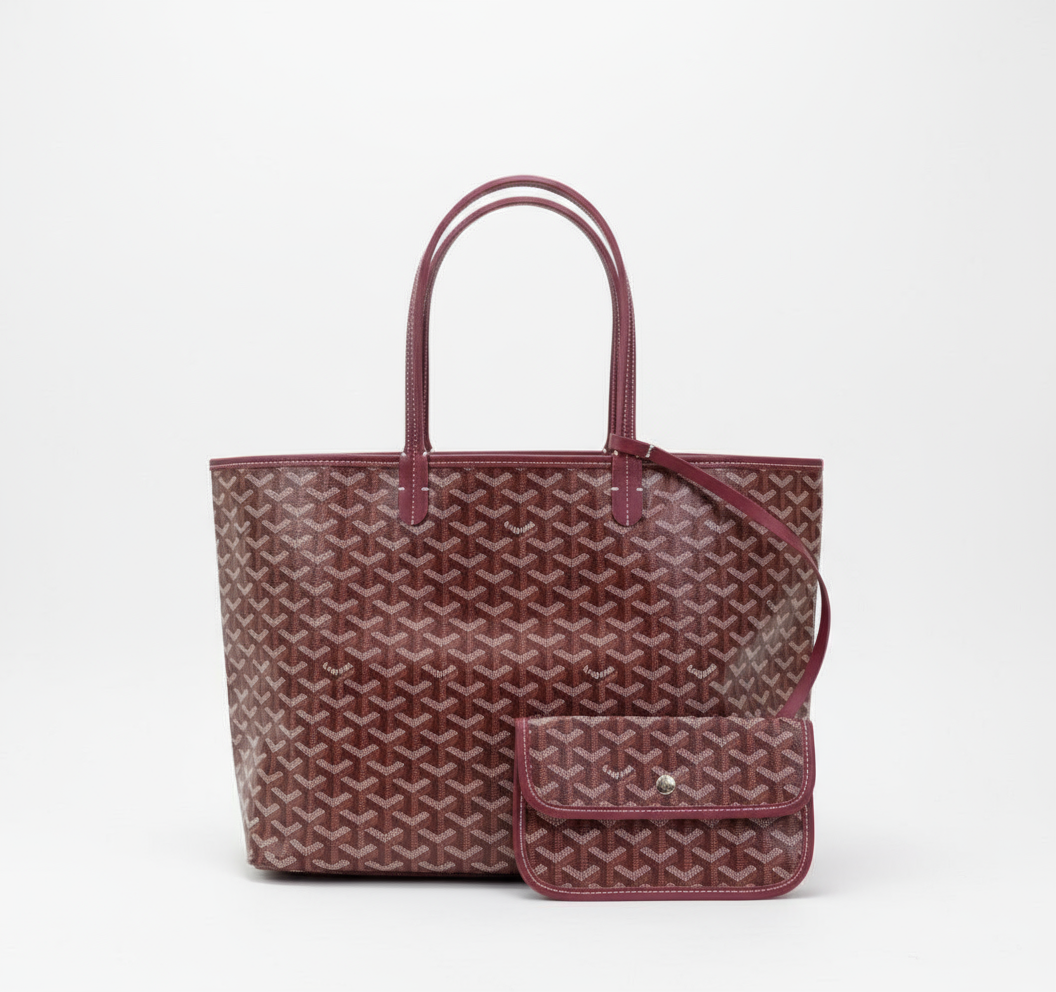 bordowa torba tote z wzorem